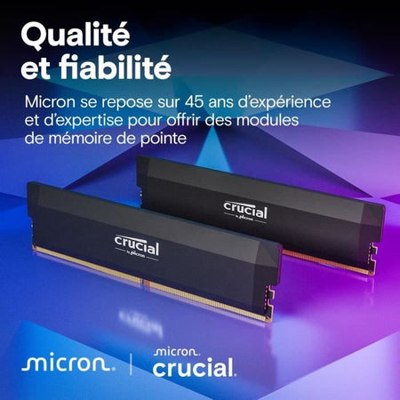 Memoria RAM - CRUCIAL - DDR5 PRO Overclocking - Kit da 32 GB (2x16 GB) - 6400 MT/s - CL38 - Dissipatore di calore - CP2K16G64C38U5W