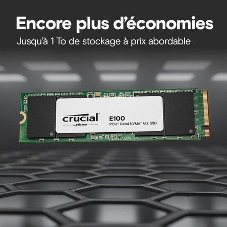 SSD interno - CRUCIAL - E100 - 480 GB - PCIe Gen4 NVMe M.2 - Fino a 470 MB/s