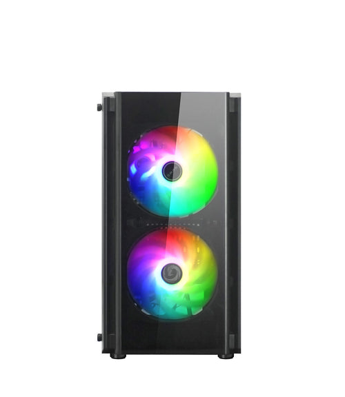 NUWO MICRO CASE ATX BLITZ R28 0.5MM SPCC USB3.0/2.0 3 FAN 12CM ARGB RAINBOW FRONT MESH SIDE GLASS N