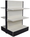 Scaffalatura da negozio in metallo centro stanza colore nero ghisa e bianco cm. 100x40x140h