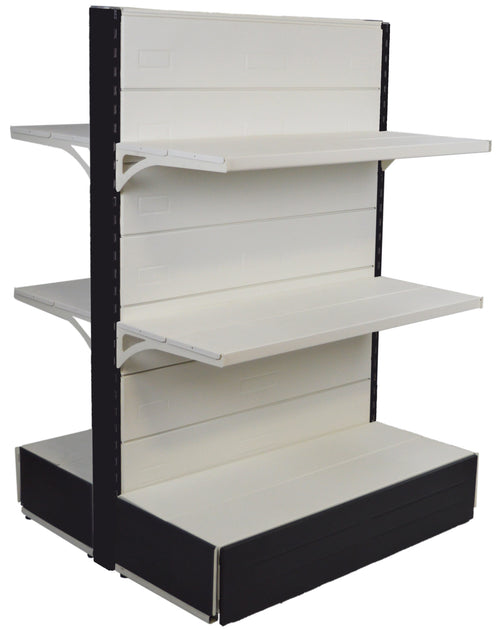 Scaffalatura da negozio in metallo centro stanza colore nero ghisa e bianco cm. 100x40x140h