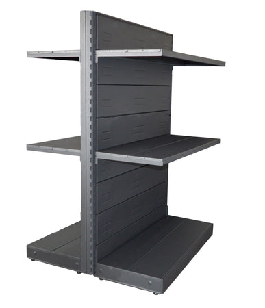 Scaffale da negozio in metallo verniciato nero ghisa centro stanza cm. 100x40x140h