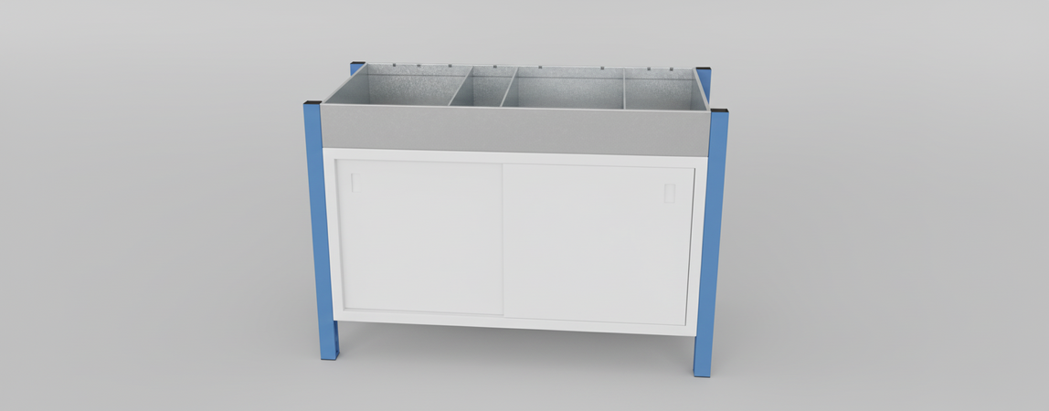 Cassettiera metallica a 4 separatori 91x30 cm ZINCATA