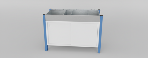 Cassettiera metallica a 4 separatori 91x30 cm ZINCATA