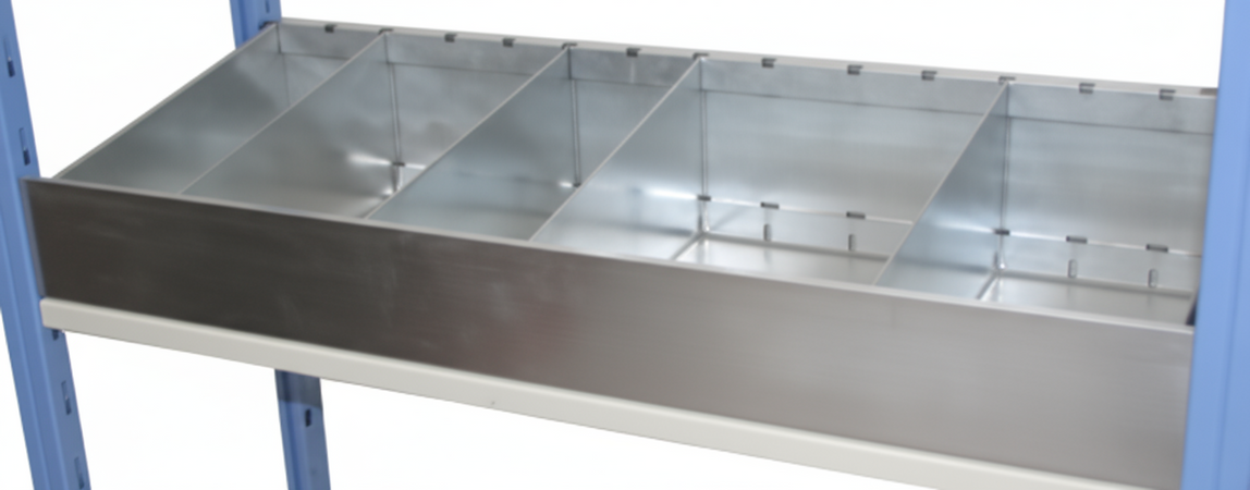 Cassettiera metallica a 4 separatori 91x60 cm ZINCATA