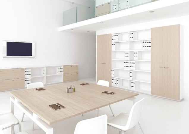 Armadio in legno ad ante battenti per ufficio cm. 90x33,7x117,6h