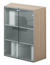 Armadio in melaminico con ante in vetro e 2 ripiani cm. 90x33,7x117,6h