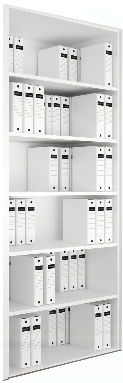 Armadio a giorno da ufficio in legno con 5 ripiani cm. 90x31,7x232,8h