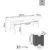 CATE - tavolo catering in metallo e abs 240x76 Bianco