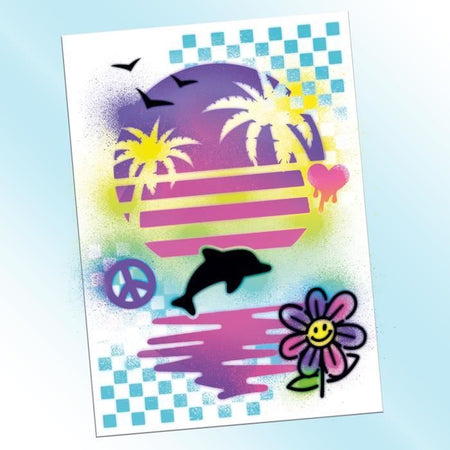 Canal Toys - Arte dell'aerografo - Kit per creazione di poster con spray elettronico, stencil e pennarelli - AIR 015