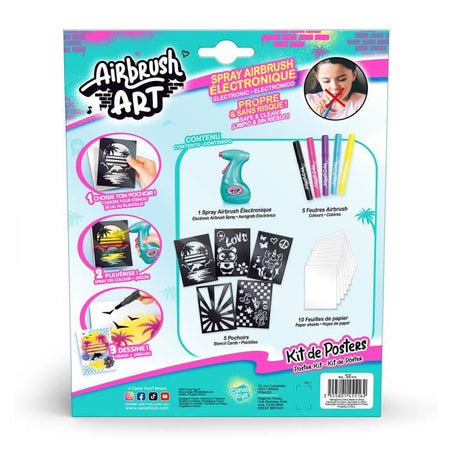 Canal Toys - Arte dell'aerografo - Kit per creazione di poster con spray elettronico, stencil e pennarelli - AIR 015