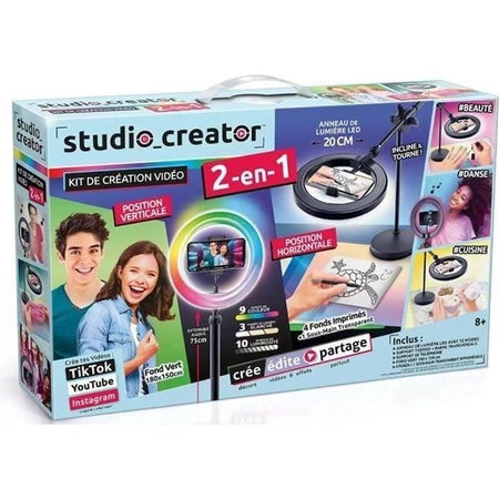 Canal Toys - Studio Video 2 in 1 con anello luminoso a LED multicolore, supporto doppia funzione - Studio Creator - INF027