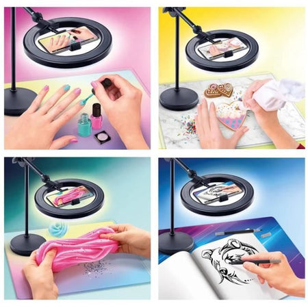 Canal Toys - Studio Video 2 in 1 con anello luminoso a LED multicolore, supporto doppia funzione - Studio Creator - INF027
