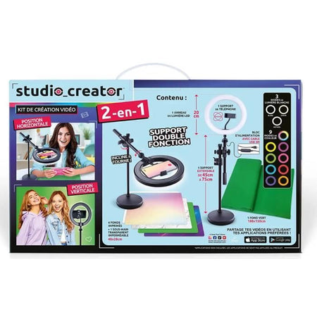 Canal Toys - Studio Video 2 in 1 con anello luminoso a LED multicolore, supporto doppia funzione - Studio Creator - INF027