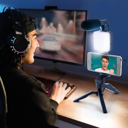 Kit Vlogging - Studio Creator - Kit podcast e vlogging con luce e microfono - INF 033 - GIOCHIO CANALI