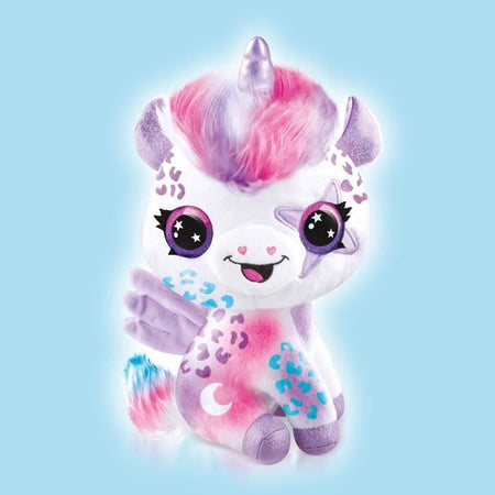 Peluche unicorno aerografo che si illumina al buio da personalizzare - Peluche Spray Art con punte in feltro e stencil - OFG 274 - Canal Toys