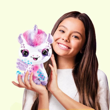 Peluche unicorno aerografo che si illumina al buio da personalizzare - Peluche Spray Art con punte in feltro e stencil - OFG 274 - Canal Toys
