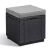 Tavolo Pouf ALLIBERT GARDEN con cuscino e contenitore integrato - Grafite in rattan intrecciato