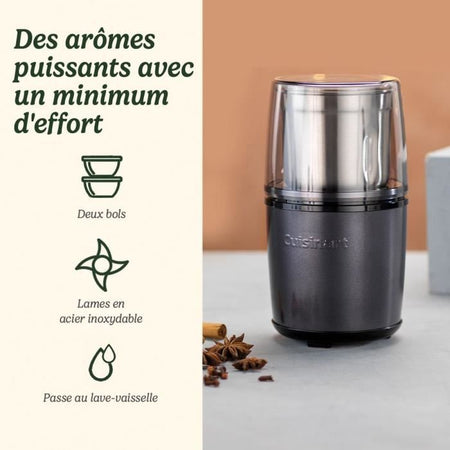 Macina spezie - CUISINART - Funzionamento a impulsi - 2 ciotole con coperchio - Blu notte