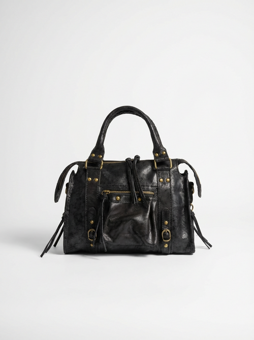 DOPPIASE City Bag media in vera pelle vintage Made in Italy 30x23x14cm