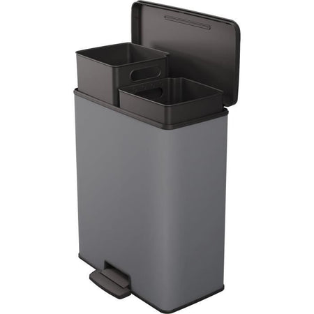 Pattumiera rettangolare Duo - DECO BIN - CURVER - 52L (26+26L) - 49 x 32 x 61 cm - Antracite