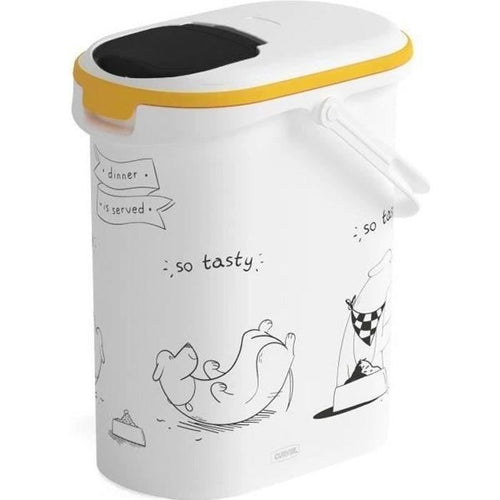 CURVER Contenitore per alimenti Diner è servito - 4 kg - 10 L - Bianco e nero - Per cani