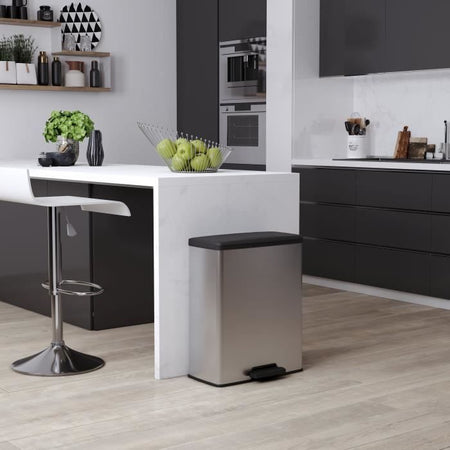 Pattumiera rettangolare - DECO BIN - CURVER - 65L - Design moderno - 49 x 29 x 61 cm - Grigio metallizzato