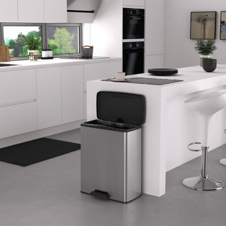 Pattumiera rettangolare - DECO BIN - CURVER - 65L - Design moderno - 49 x 29 x 61 cm - Grigio metallizzato