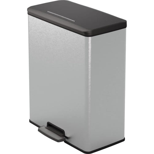 Pattumiera rettangolare - DECO BIN - CURVER - 65L - Design moderno - 49 x 29 x 61 cm - Grigio metallizzato