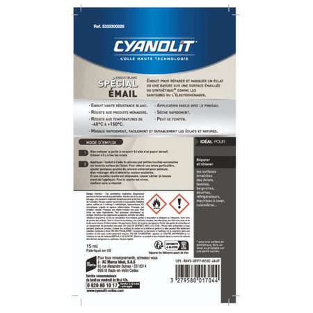 Smalto speciale - CIANOLIT - 15 ml - Riparazione e finitura di superfici smaltate