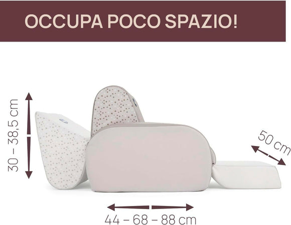Chicco Twist - Poltroncina per Bambini Trasformabile in Chaise Longue e Divanetto, Sedia per Bambini con 3 Configurazioni, Comoda e Leggera, Si Trasforma con 1 Gesto - Per Bambini 12+ Mesi, colore POWDER BLUE