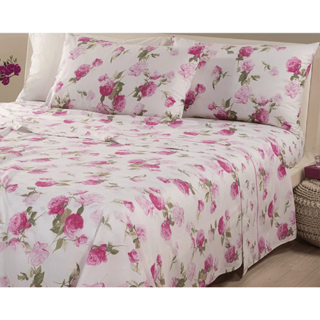 Caleffi Completo Lenzuola Copriletto Matrimoniale Spring Roses 1010248 D46 - Passarelli Biancheria