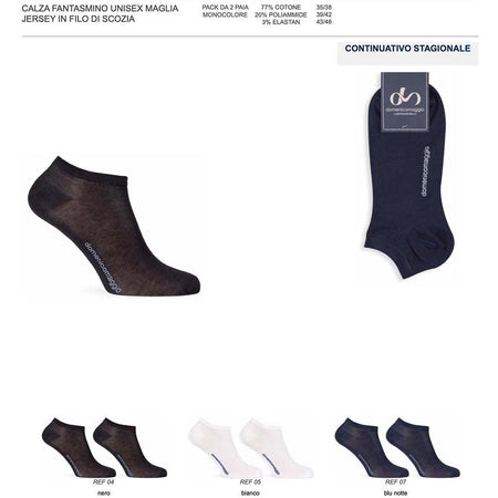 Domenico Maggio 2 Paia di Calza Fantasmino Unisex in filo di Cotone DM048 S70 - Passarelli Biancheria