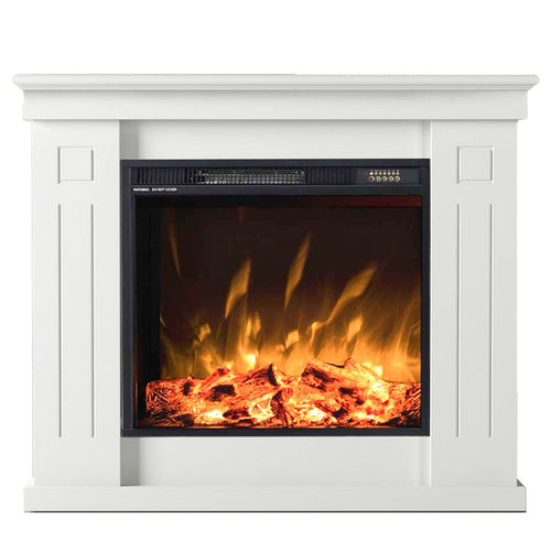 Camino elettrico da muro Chiara in legno bianco 2000 W per arredamento Moderno