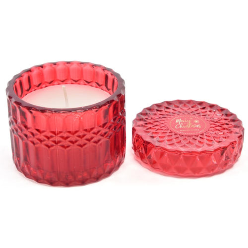 Candela profumata in cofanetto rosso in vetro 9Xh.8.7 cm - Mercury 59942MEY