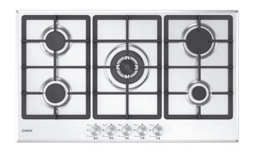 Candy chg93wx/1 piano cottura 90cm inox, griglie in ghisa, inox, 5 fuochi