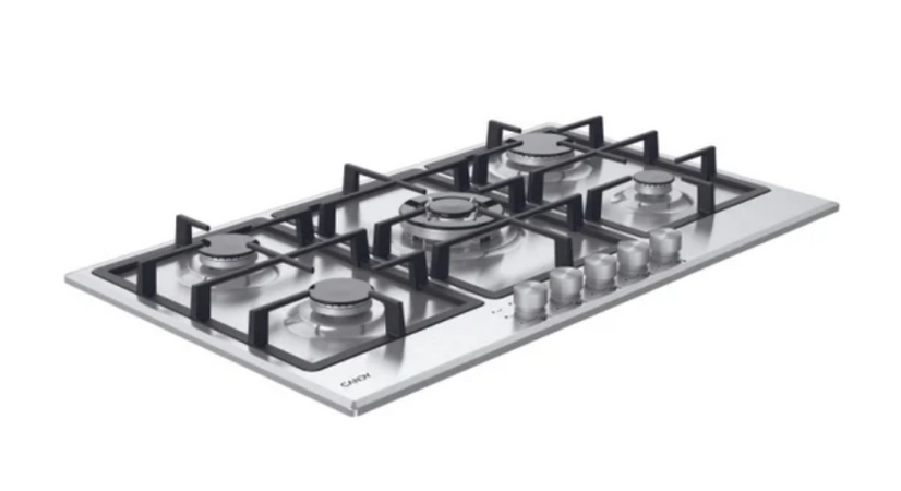 Candy chg93wx/1 piano cottura 90cm inox, griglie in ghisa, inox, 5 fuochi