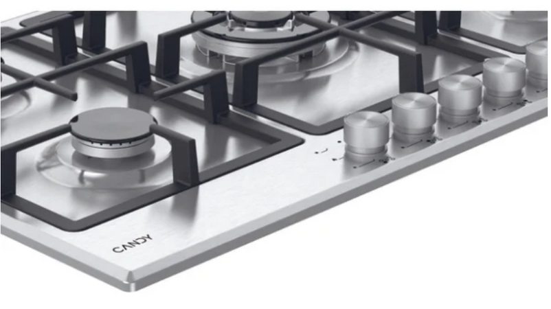 Candy chg93wx/1 piano cottura 90cm inox, griglie in ghisa, inox, 5 fuochi
