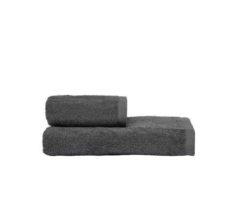Set Asciugamani 2 Pezzi (1 Asciugamano viso 1 Asciugamano ospite) soffici morbidi assorbenti Girgio Fumo con Iniziale Ricamata