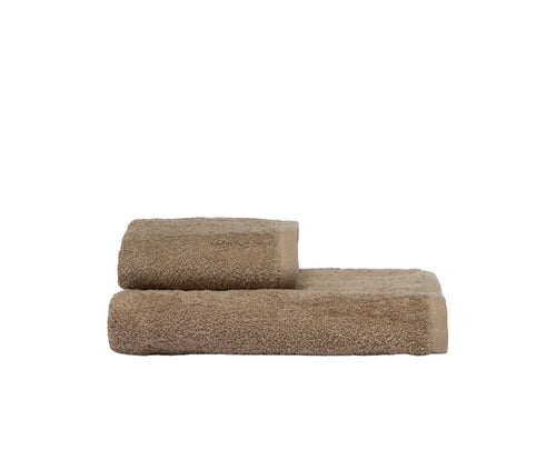 Set Asciugamani 2 Pezzi (1 Asciugamano viso 1 Asciugamano ospite) soffici morbidi assorbenti Tortora con Iniziale Ricamata