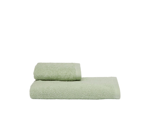 Set Asciugamani 2 Pezzi (1 Asciugamano viso 1 Asciugamano ospite) soffici morbidi assorbenti Verdino con Iniziale Ricamata