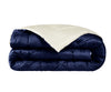 Trapunta matrimoniale Invernale bifaccia-double face in raso di puro cotone Made in Italy Beige/Blu Notte