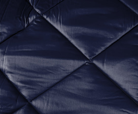 Trapunta matrimoniale Invernale bifaccia-double face in raso di puro cotone Made in Italy Beige/Blu Notte