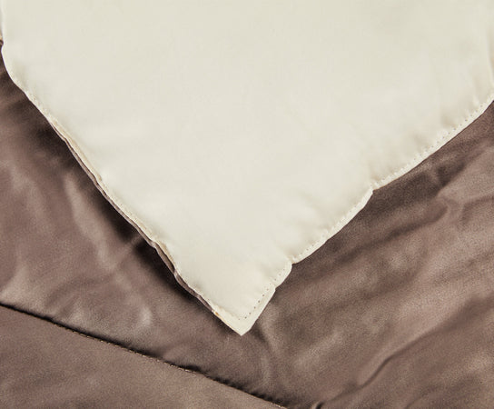 Trapunta matrimoniale Invernale bifaccia-double face in raso di puro cotone Made in Italy Biege/Tortora