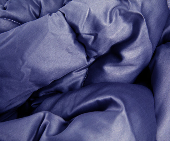 Trapunta matrimoniale Invernale bifaccia-double face in raso di puro cotone Made in Italy Beige/Blu Avio