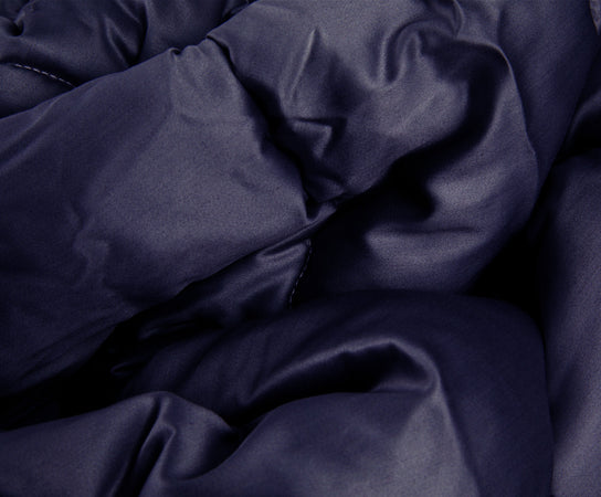 Trapunta matrimoniale Invernale bifaccia-double face in raso di puro cotone Made in Italy Beige/Blu Notte