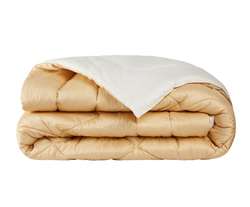 Trapunta matrimoniale Invernale bifaccia-double face in raso di puro cotone Made in Italy Beige/Grano