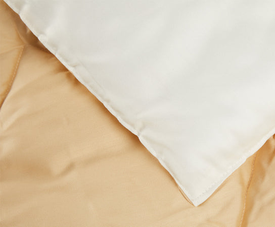 Trapunta matrimoniale Invernale bifaccia-double face in raso di puro cotone Made in Italy Beige/Grano