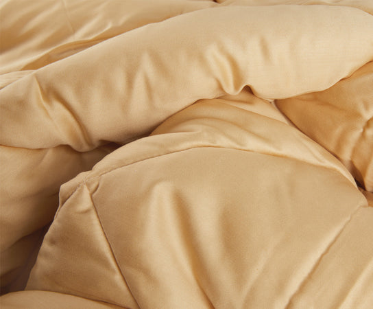 Trapunta matrimoniale Invernale bifaccia-double face in raso di puro cotone Made in Italy Beige/Grano
