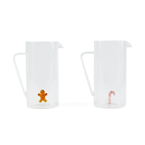 Caraffa con decorazione natalizia in vetro borosilicato 1300 ml 15.5X10Xh.20 cm design assortiti - Mercury 55200MEY